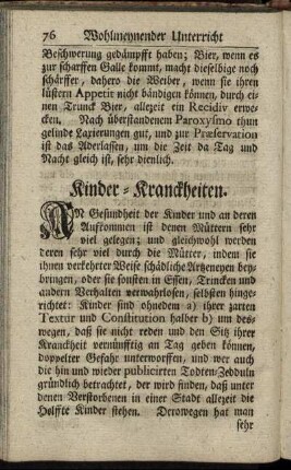 Kinder- Kranckheiten. - Zahn- Triebe oder Zähn- Hecken.