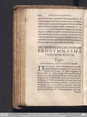 Progymnasma Vicesimum Nonum. Leges. Diomedes, Philoponus Magistri.