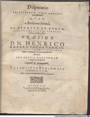 Disputatio selectiorum iuris ambigui conclussionum