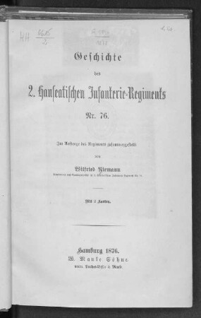 Geschichte des 2. hanseatischen Infanterie-Regiments Nr. 76