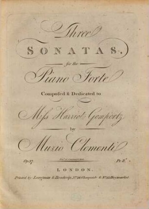 Three sonatas for the piano forte-forte : op. 37