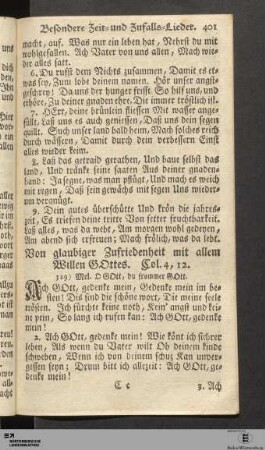 Von glaubiger Zufriedenheit mit allem Willen Gottes.