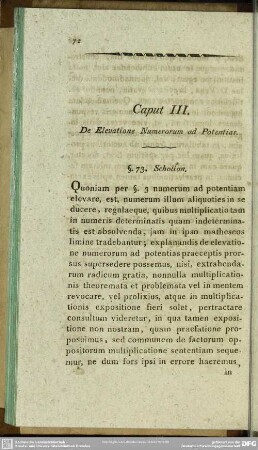 Caput III. De Elevatione Numerorum ad Potentias