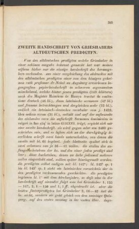 Zweite Handschrift Von Grieshabers Altdeutschen Predigten.