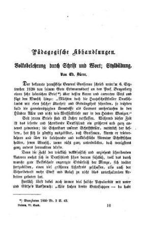 Volksbelehrung durch Schrift und Wort; Stylbildung