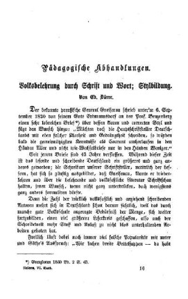 Volksbelehrung durch Schrift und Wort; Stylbildung