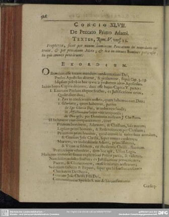 Concio XLVII. De Peccato Primo Adami