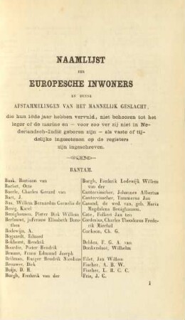 Naamlijst der europesche inwoners en hunne afstammelingen van het mannelijk geslacht ...