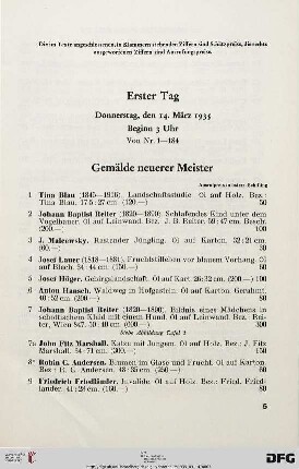 Erster Tag, Donnerstag, den 14. März 1935, Beginn (Nr. 1-184)