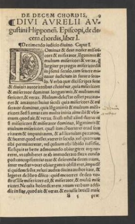 Divi Aurelii Augustini Hipponen. Episcopi, de decem chordis, liber I.