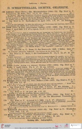 II. Schriftsteller, Dichter, Gelehrte (Nr. 166 - 468)