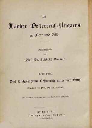 Das Erzherzogtum Oesterreich unter der Enns