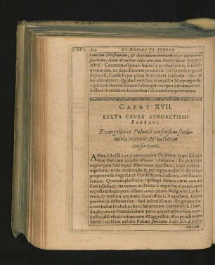 Caput XVII. Sexta Causa Syncretismi Pareani. Evangelici in Polonia consensum seudominriae inierunt, & hactenus conservant.