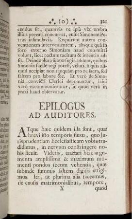 Epilogus Ad Auditores.