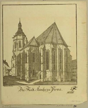 Die Marienkirche (Stadtkirche) in Pirna von Südosten