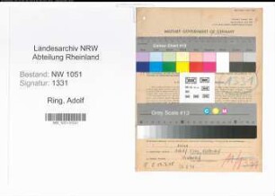 Entnazifizierung Adolf Ring , geb. 24.04.1905 (Dreher)