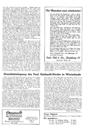 Grundsteinlegung der Paul Gerhardt-Kirche in Winterhude