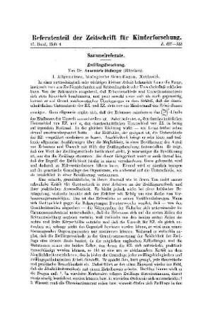 Zwillingsforschung : [Sammelreferate]