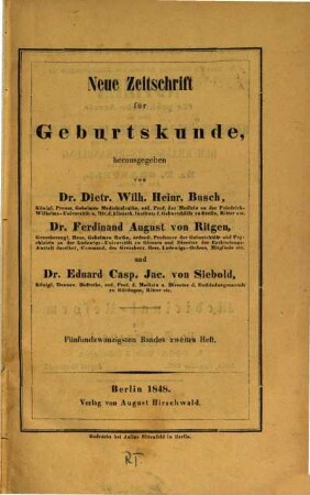 Neue Zeitschrift für Geburtskunde, 25,2. 1848