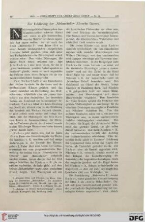 Zur Erklärung der "Melancholie" Albrecht Dürers