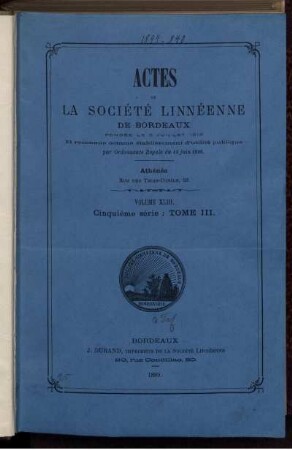 43: Actes de la Société Linnéenne de Bordeaux