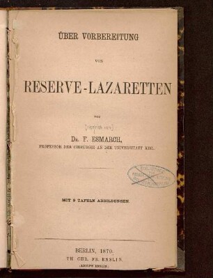Über Vorbereitung von Reserve-Lazaretten
