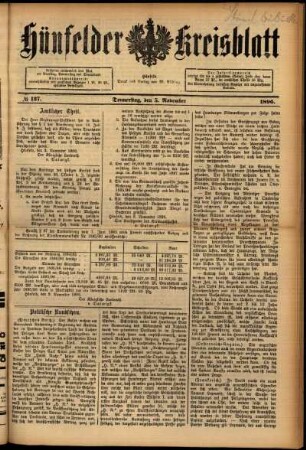 Ausgabe vom Donnerstag, den 05. November 1896.