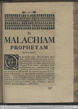 In Malachiam Prophetam