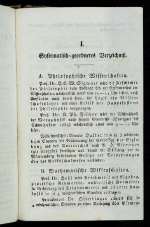 3-12, I. Systematisch-geordnetes Verzeichniß