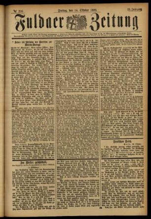 Ausgabe vom Freitag, den 14. Oktober 1892.