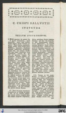 C. Crispi Sallustii Iugurtha Seu Bellum Iugurthinum.