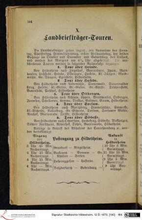 X. Landbriefträger-Touren.