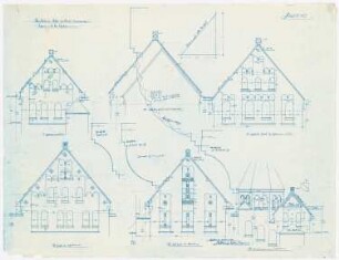Benediktinerabtei St. Mauritius, Clerf (Clervaux): Details der Giebel, Ansichten 1:50