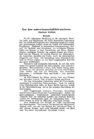 Aus dem naturwissenschaftlichen-mathematischen Gebiet
