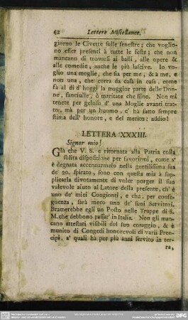 Lettera XXXIII. Signor mio!