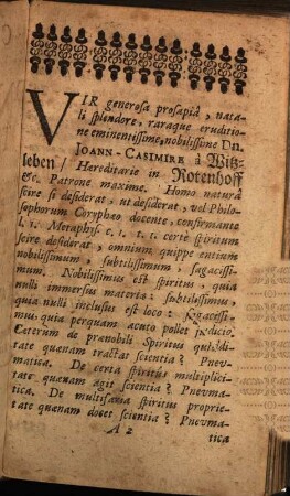 Compendium Pnevmaticae : in quo Ex optimis acutissimorum Philosophorum Scriptis, praecepta dubia & axiomata, in studiosae Juventutis commodum, succincte proponuntur, & nervose explicantur