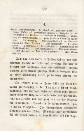 4. Meine Gedichtsammlung; ihr Druck mit gothischer Schrift. - Zweite Auflage mit gewöhnlicher Schrift. - Baggesen ...