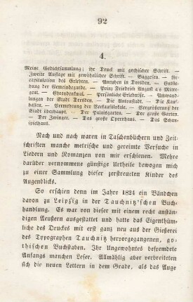 4. Meine Gedichtsammlung; ihr Druck mit gothischer Schrift. - Zweite Auflage mit gewöhnlicher Schrift. - Baggesen ...