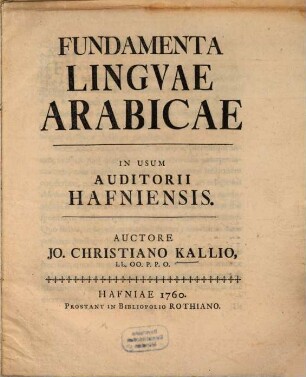 Fundamenta linguae Arabicae