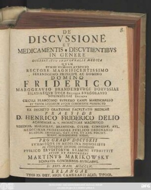 De Discvssione Et Medicamentis Discvtientibvs In Genere : Dissertatio Inavgvralis Medica
