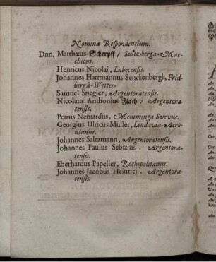 Nomina Respondentium.