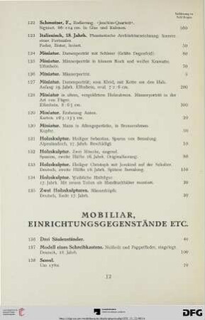 Mobiliar, Einrichtungsgegenstände (Nr. 136-179)