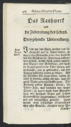 Dreyzehende Unterredung. Das Rauhwerk und die Zubereitung des Leders.