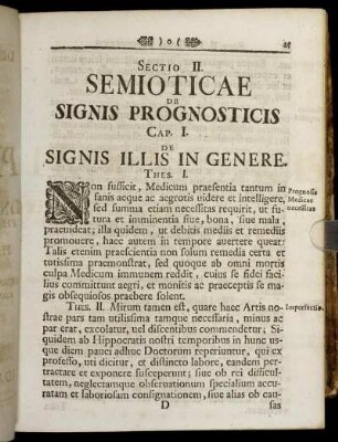 Sectio II. Semioticae De Signis Prognosticis.