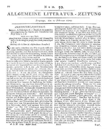 Horn, A. L. E.: Handbuch der praktischen Arzneimittellehre für Ärzte und Wundärzte. etc. (Beschluß der in Num. 49. abgebrochenen Recension)
