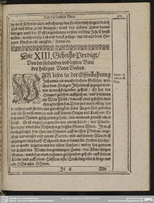 Die XIII. Gebeths-Predigt, Von der siebenden und letzten Bitte des heiligen Vater Unsers