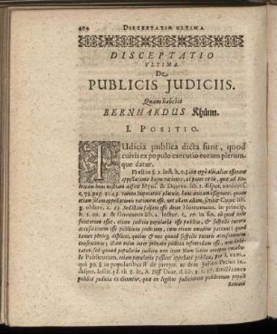 Disceptatio Ultima. De Publicis Judiciis.