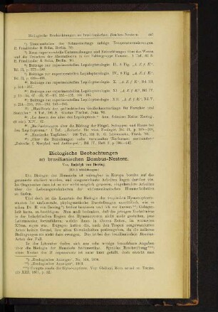 Biologische Beobachtungen an brasilianischen Bombus-Nestern.