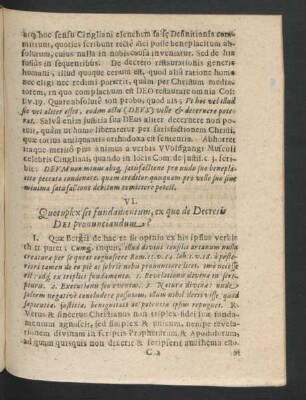 VI. Quotuplex sit fundamentum, ex quo de Decretis Dei pronunciandum?