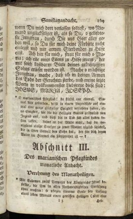 Abschnitt III. Des marianischen Pflegkindes monatliche Andacht.